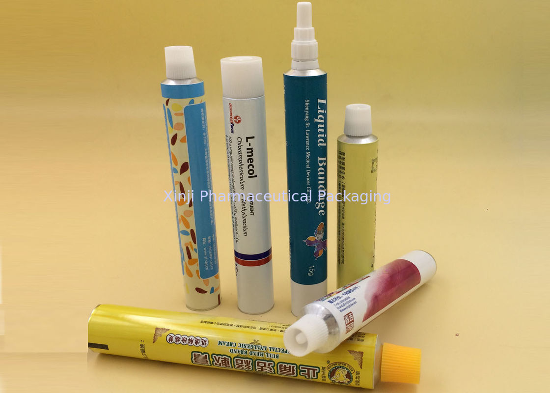 Dia 13.5 - 40mm Aluminum Cosmetic Tubes , Collapsible Eco Tube Packaging