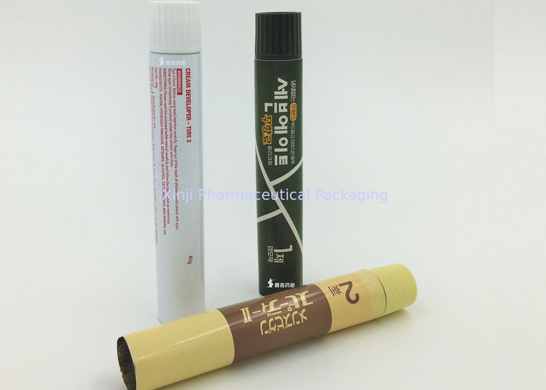 Round Hair Dye Squeeze Packaging , Dia 30 / 35 / 40mm Aluminum Cosmetic Tubes