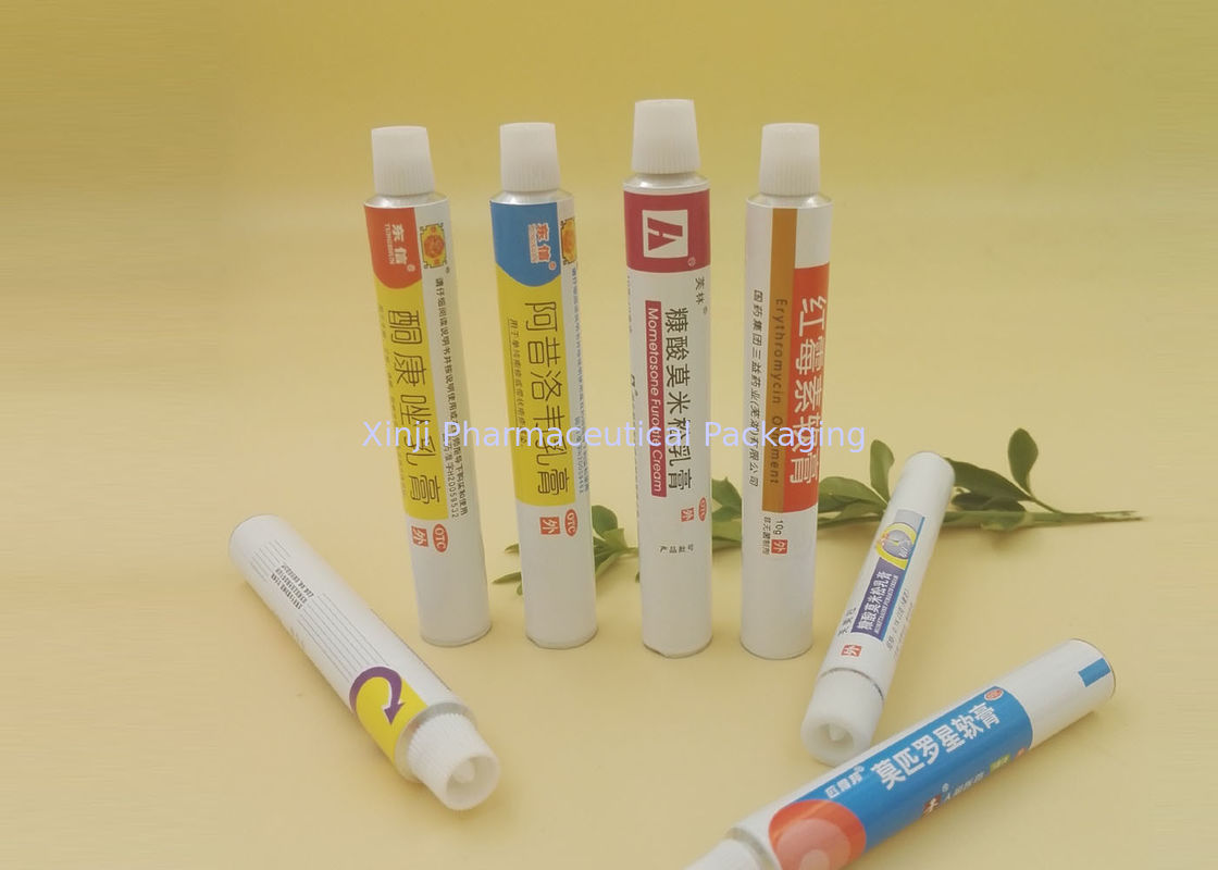 ISO Medicine / Cosmetic Collapsible Aluminum Tube , Soft Ointment Packing Tubes